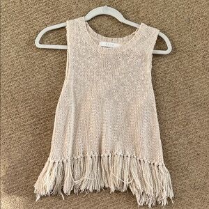 ASTR Beige Fringe Tank Top